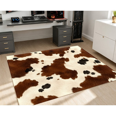 Tapis imprimé vache, motif à pois blanc brun, tapis de protection antidérapant doux, décoration intérieure pour salon, chambre à coucher, salle de jeux, dortoir, entrée, cuisine, balcon, appartement