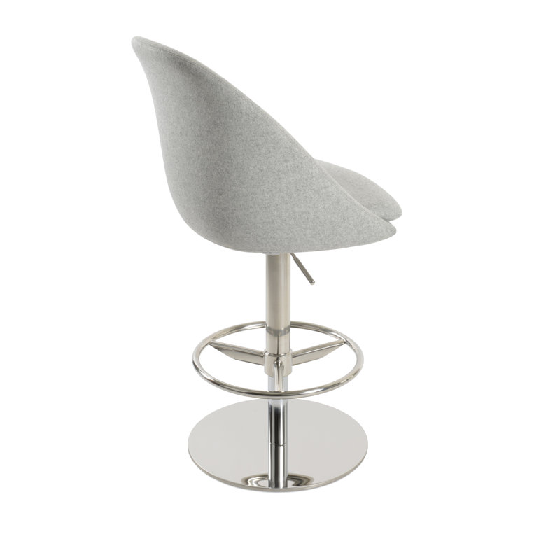 Tabouret Avanos, Laine argentée, Acier inoxydable poli