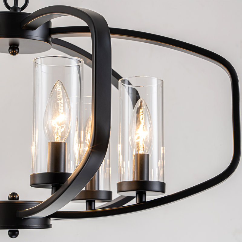 Lustre tambour à 6 lumières Heald, Noir, noir, noir, noir