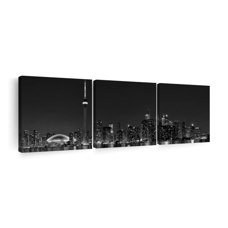 Toronto, ensemble de 3 pièces monochromes sur toile, H 36 po x l 110 po x P 1,25 po