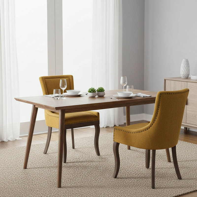 Upholstered Dining Chairs Set of 2, Modern Dining Room Parson Chair, Dinner Side Chairs for Kitchen Dining Room, Golden