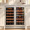 Cave à vin combinée 3 zones 30" 61 bouteilles, réfrigérateur à vin encastrable et pose libre 2 pièces 15", refroidissement par compresseur 6 pi³ avec contrôle de la température de 4 à 65 °F, double vitrage UV, éclairage DEL, charnières cachées, dégivrage automatique et ventilation frontale (2 unités)