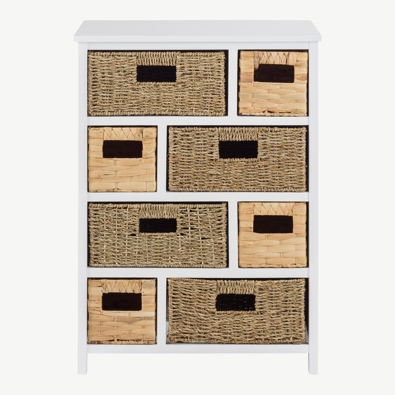 Erica Solid Wood 56cm W 8 - Drawer Chest of Drawers, White / Natural