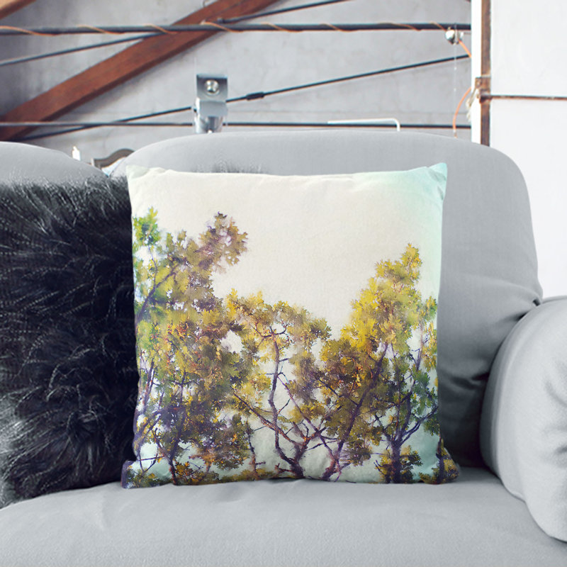 Branches of an Oak Tree Cushion with Filling, 40cm H x 40cm W x 15cm D, Stone