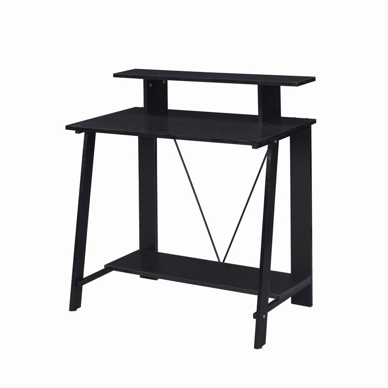 Bureau d'écriture noir avec tablette supérieure, Noir