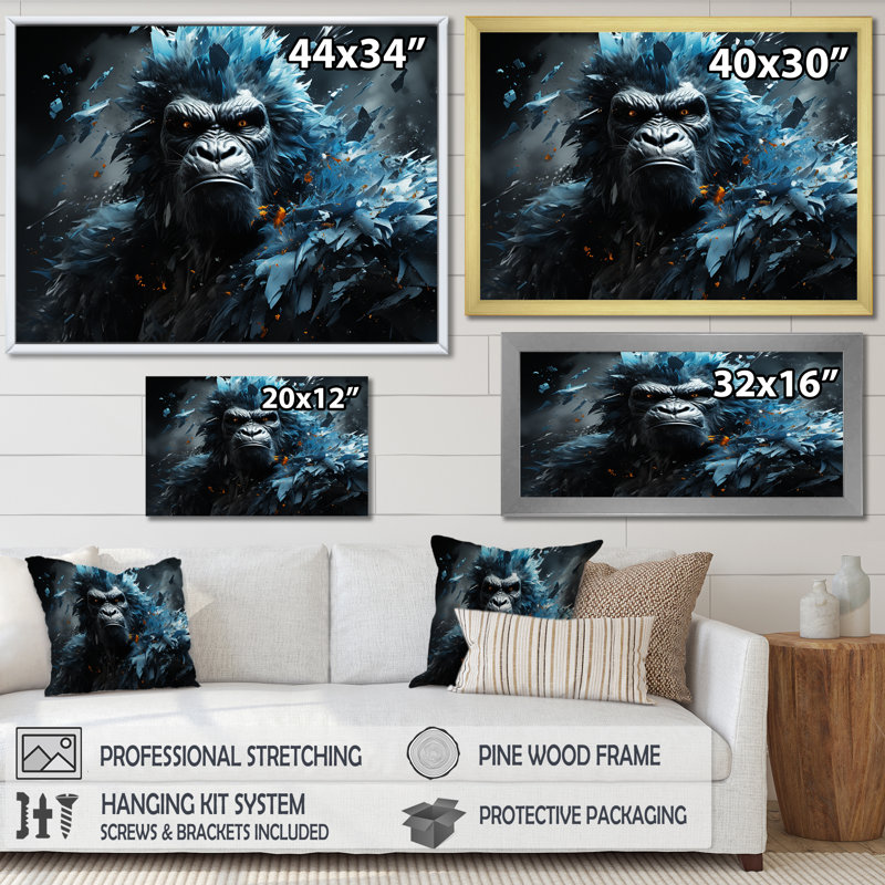 «Blue Gorilla Graffiti», reproduction sur toile, H 34 po x l 44 po x P 1,5 po, Toile tendue