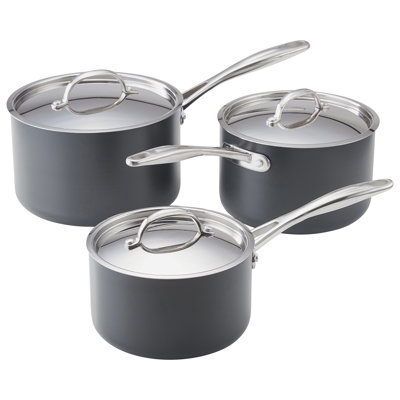Stellar, Hard Anodised - 3 Piece Saucepan Set