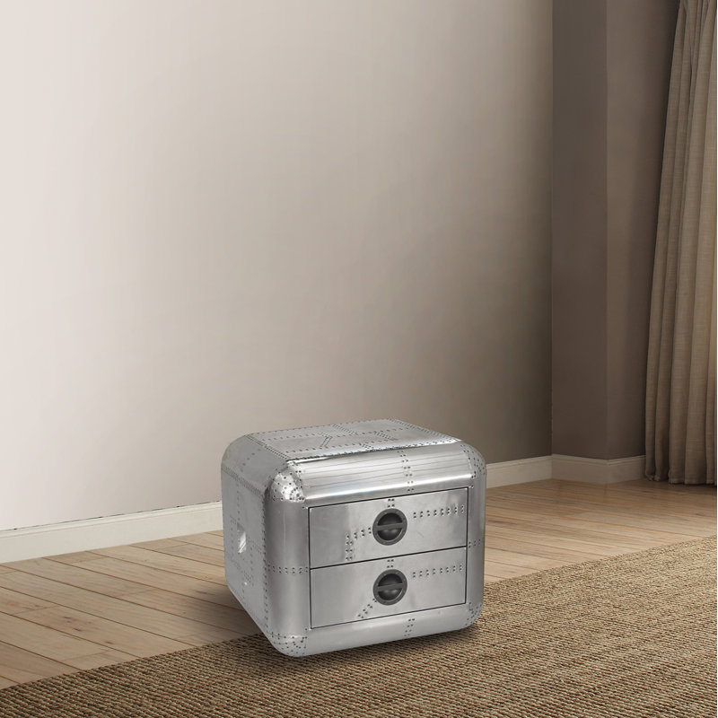 Aluminum 2-Drawer End Table
