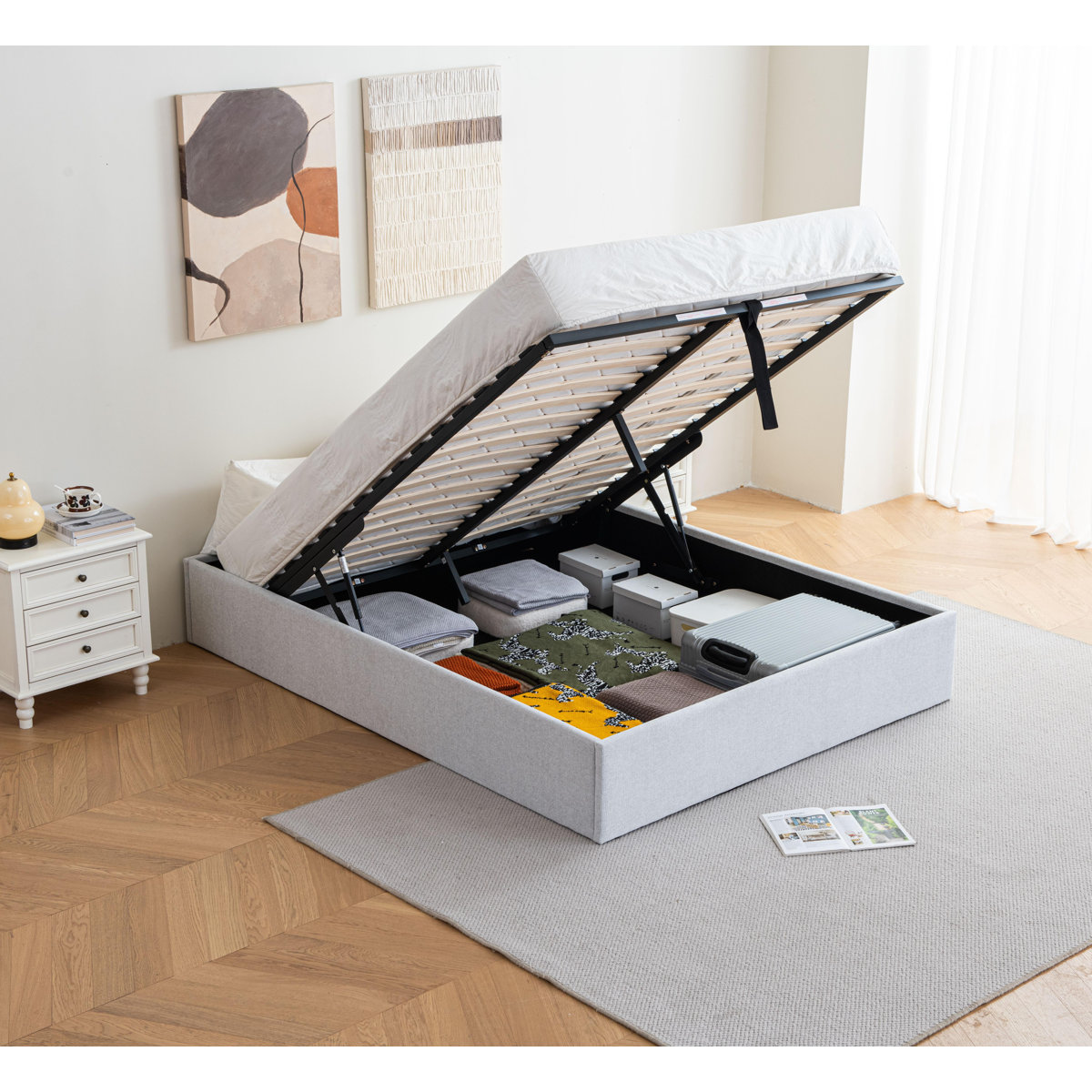 Ebern Designs Braud Upholstered Hydraulic Lift Up Storage Bed Without ...