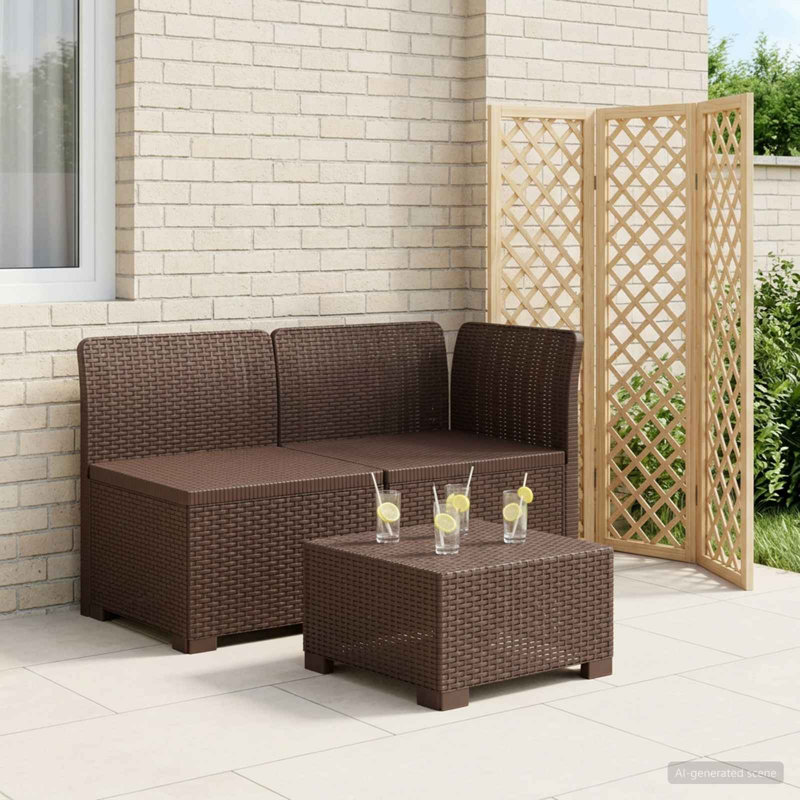 117 cm W Patio Sofa, Brown