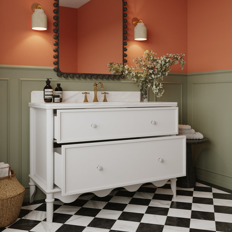 Ensemble de meuble-lavabo simple avec plateau en marbre de culture l 48 po Julliette