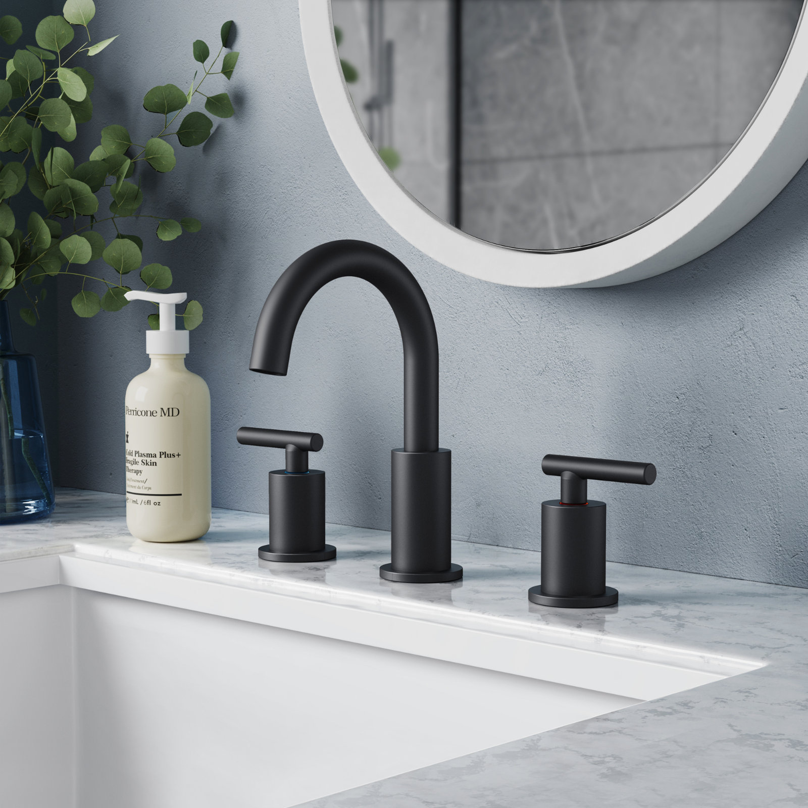 Celestine Widespread Bathroom Faucet with Drain, Black