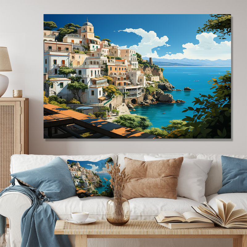 Capri, Italie, paysage côtier, rêve III - Italie, art mural paysage, Toile tendue, H 40 po x l 60 po x P 1,5 po