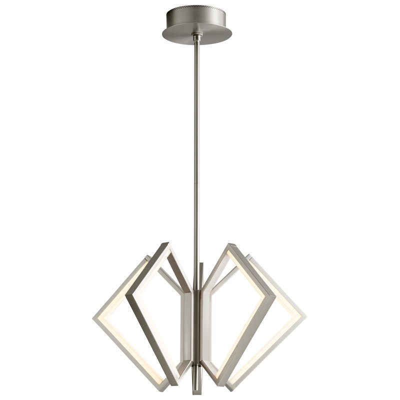 Lustre géométrique unique à 5 lumières Amartya, Nickel satiné, H 34,25 po x l 30 po x P 30 po