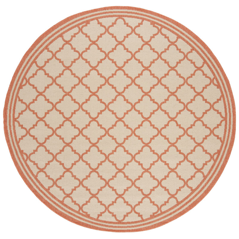 Ferrill Linden 100 Performance Geometric Indoor/Outdoor Area Rug, Round 6'7"