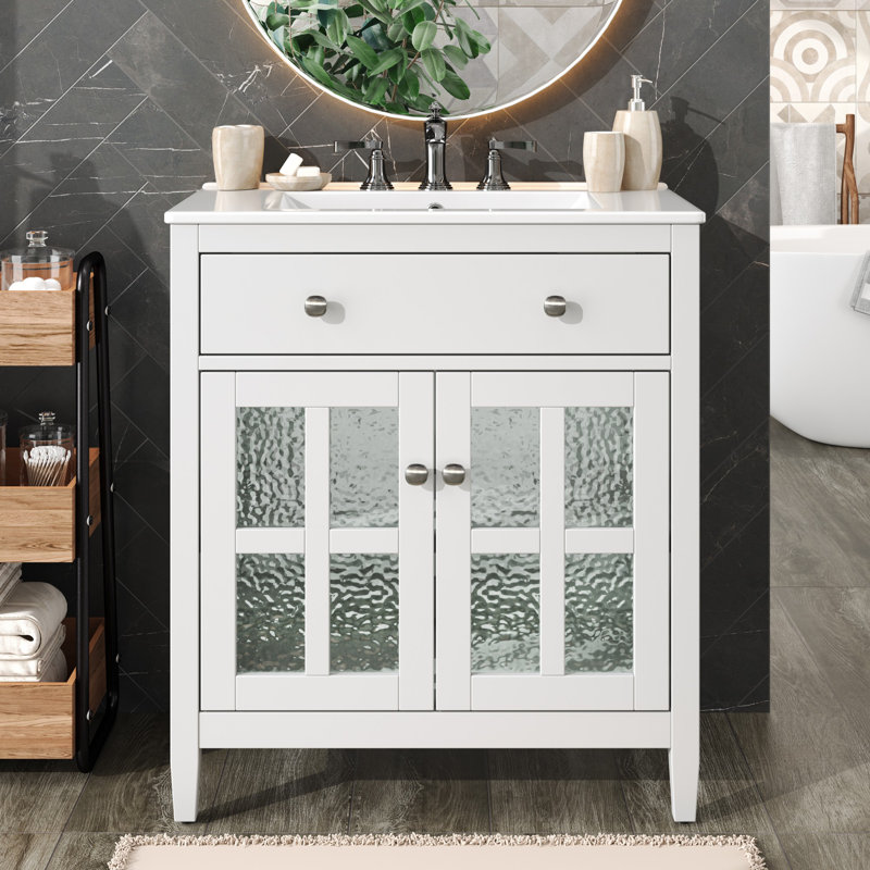 Meuble-lavabo moderne avec lavabo Sleek & Chic, Blanc