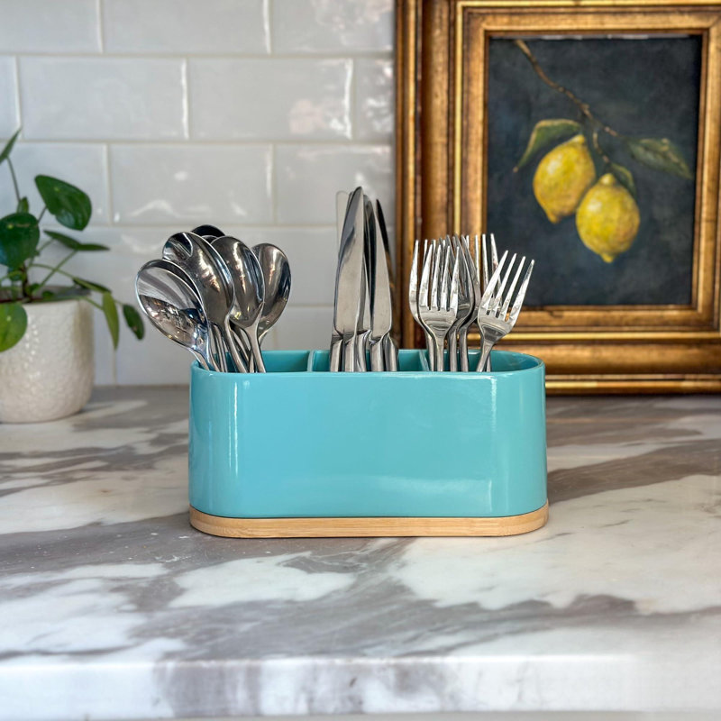 Porte-ustensiles de comptoir turquoise