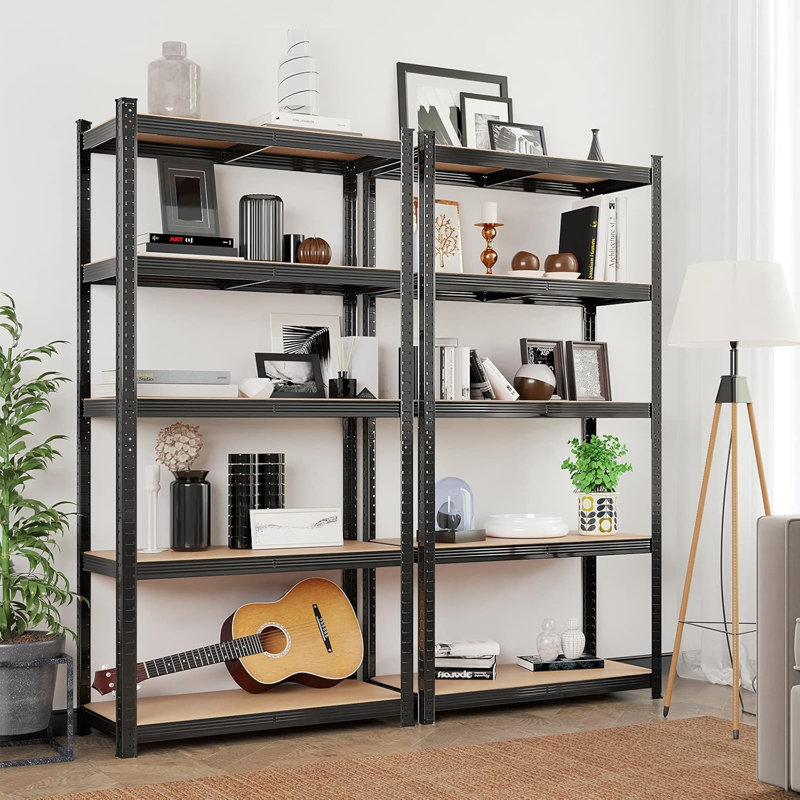Kris Metal Height -Adjustable Shelving Unit, 180cm H x 90cm W x 40cm D, Black