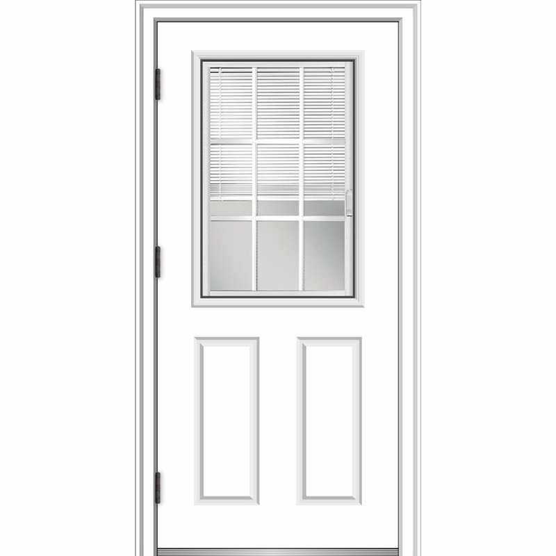 Porte d'entrée avant en fibre de verre Smooth, H 80 po x l 32 po x P 1,75 po, Côté droit / vers l'extérieur, 4,56 po