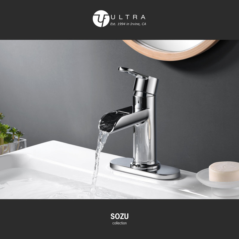 Sozu Collection Single-Handle Short-Vessel Lavatory Bathroom Sink Faucet with Drain Assembly - Chrome Polished