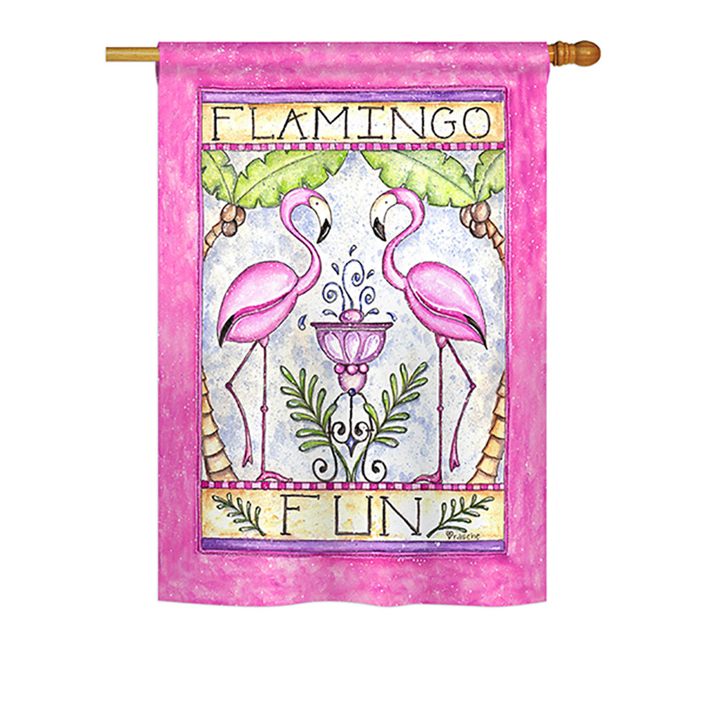 Tejeda Flamingo Fun 2-Sided Polyester House Flag Bay Isle Home™ 