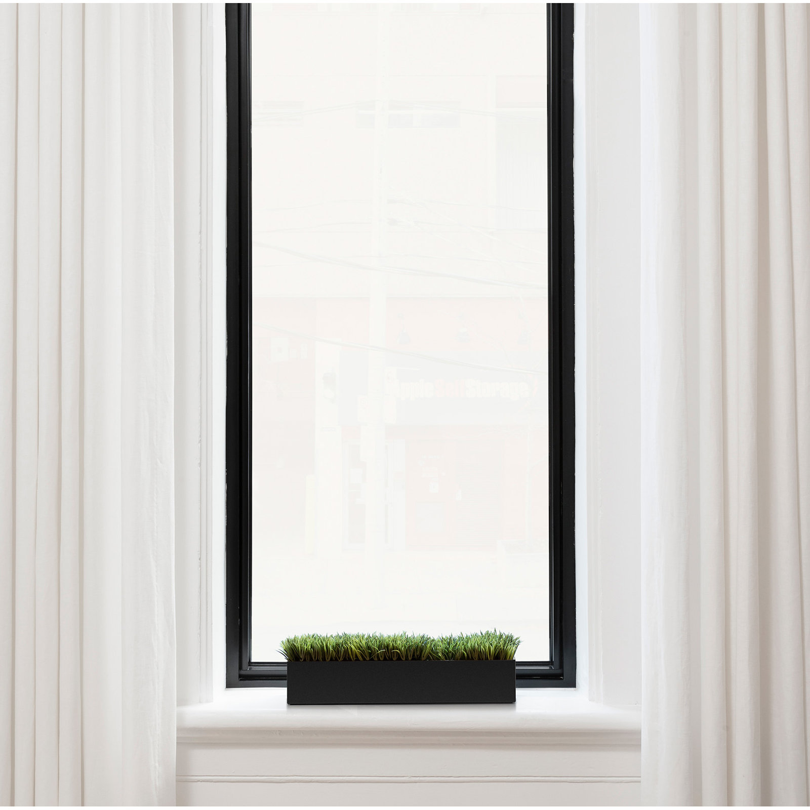 Geo Series Plastic Planter Box, Black, 3" H x 16" W x 3.5" D, Set of 1