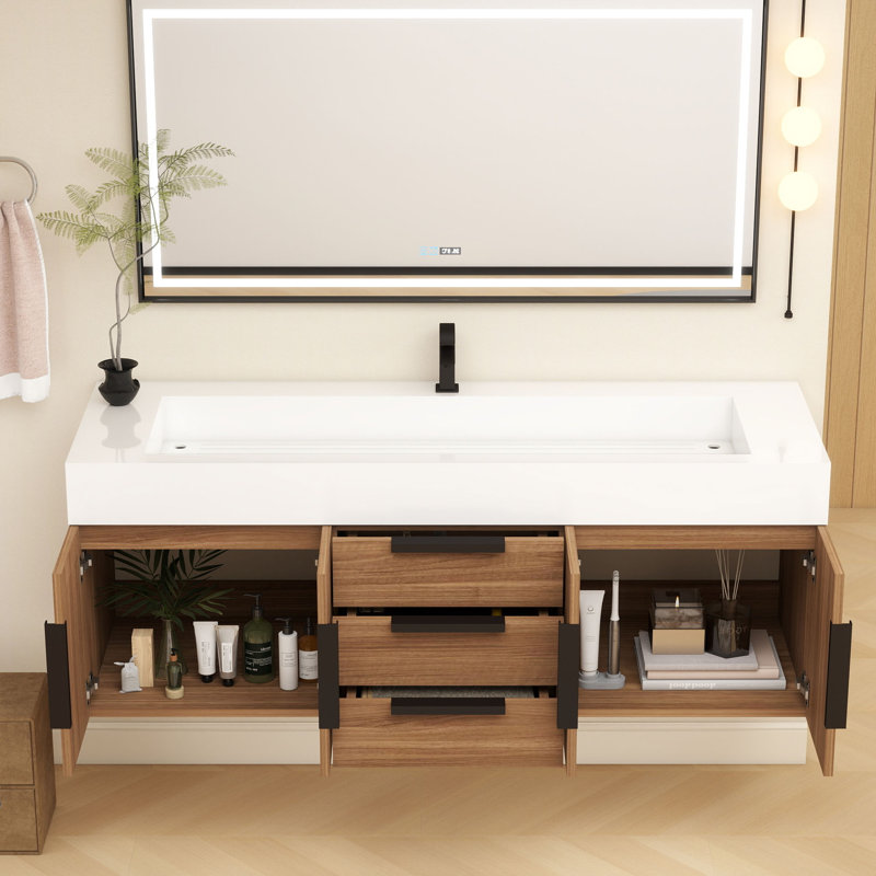 Meuble-lavabo mural simple 60 po Jessica, Bois