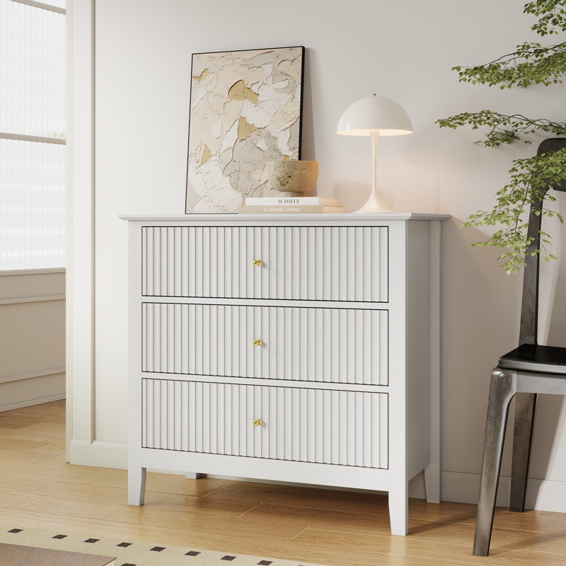 3 tiroirs 31 po Large commode, Blanc