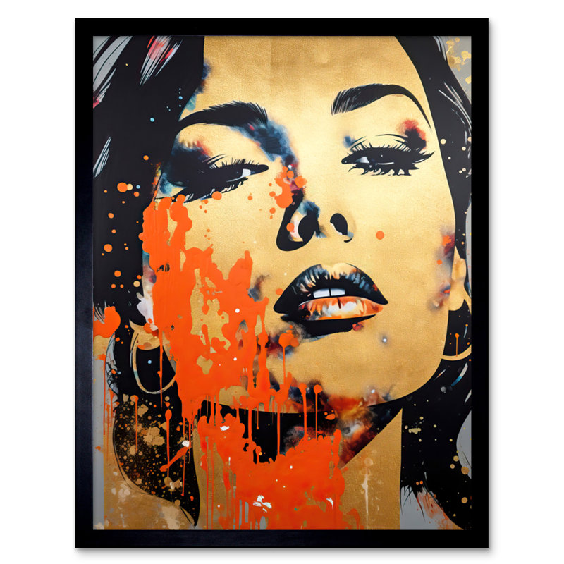 Fromm Gold Beauty Woman Face With Earrings Red Portrait Teen - Single Picture Frame Print