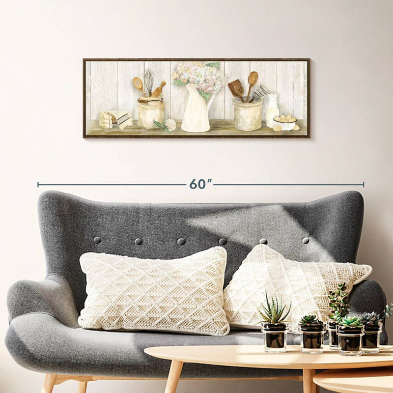 Panneau de cuisine rétro, Cadre flottant noyer, 37 po x 13 po