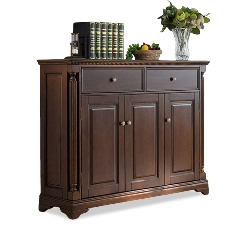 Nut-brown Solid Wood Shoe Storage Bench