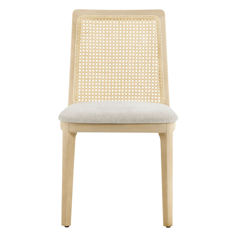 Monarch Wood And Rattan Dining Side Chair, White/Natural Wood