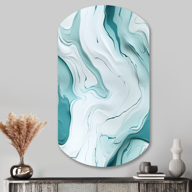 Harmonie de marbre zen vert clair - Art abstrait en métal marbré de forme irrégulière, H 43 po x l 23 po