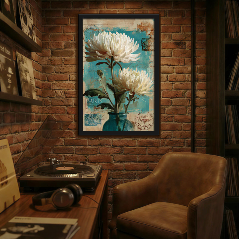 Plantes et fleurs, art floral rétro de Paris, H 36 po x l 24 po