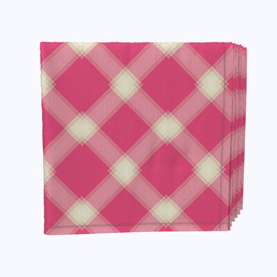 Napkin Set, 100% Milliken Polyester, Machine Washable, Set Of 12, 18X18"", Pink & Yellow Checkered Plaid -  Fabric Textile Products, Inc., PNK-YLLW-CHCKRD-PLD-1818