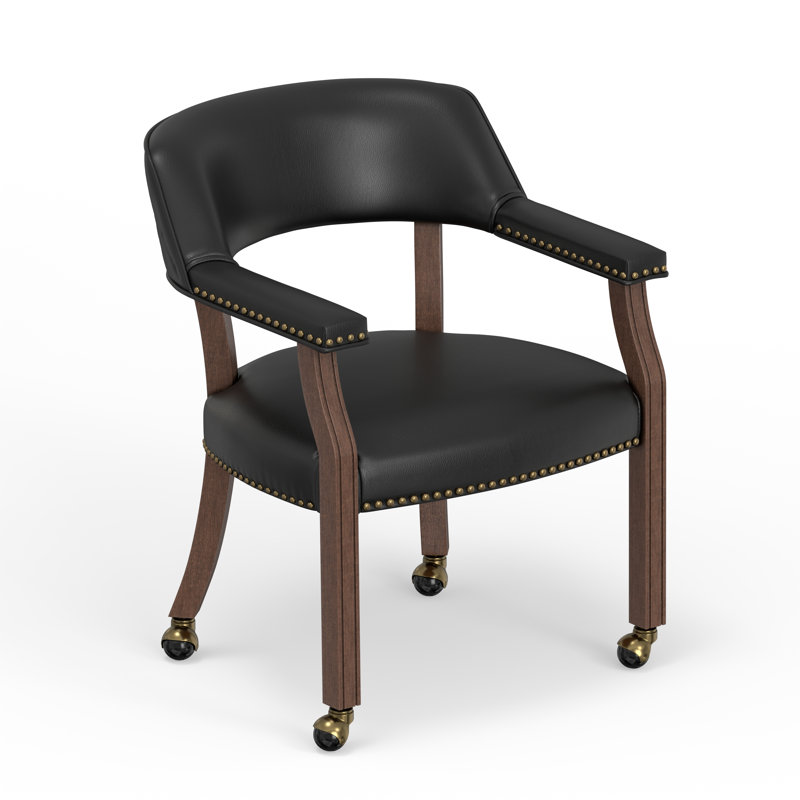Chaise avec accoudoirs avec roulettes Amaiah, Noir