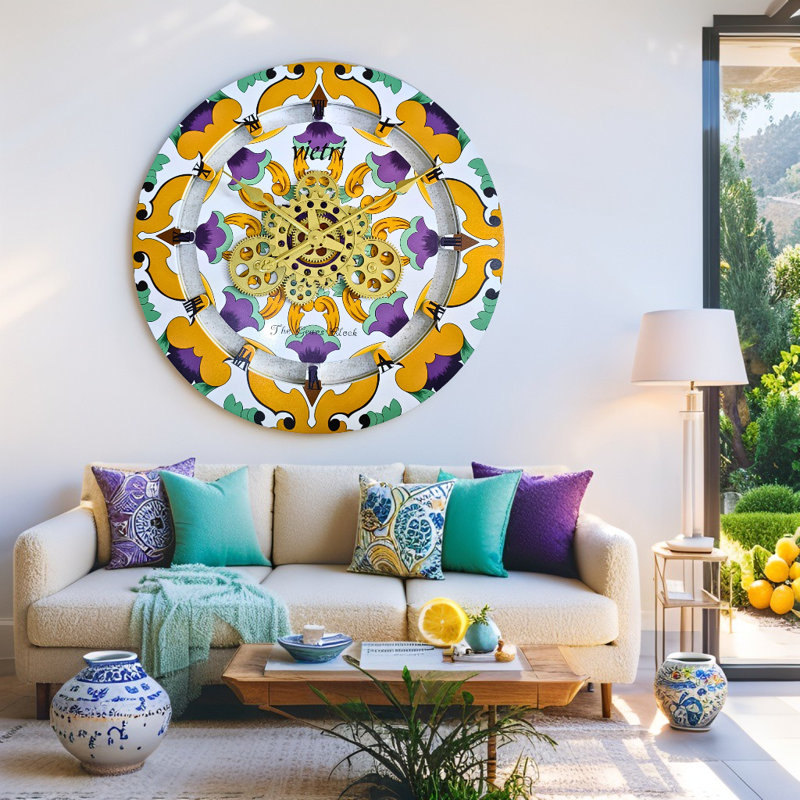 Horloge murale 24 po surdimensionnée pour le salon, Vietri