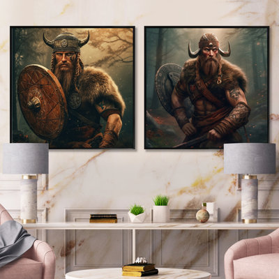 Portrait de viking - ensemble de 2 collages carrés pour hommes