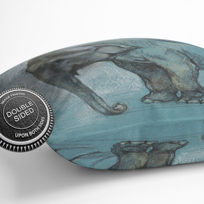 Study Of An Elephant Square Throw Cushion, 55cm H x 55cm W x 20cm D