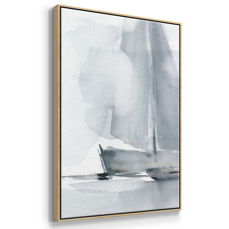 «Misty Sails I», reproduction sur toile 3 pièces, H 36 po x l 75 po x P 2 po, Naturel