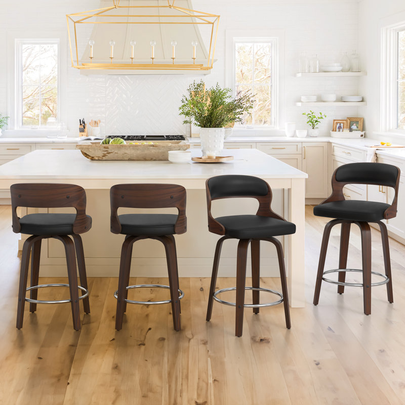 Carylon Swivel Upholstered Counter Stool, Black