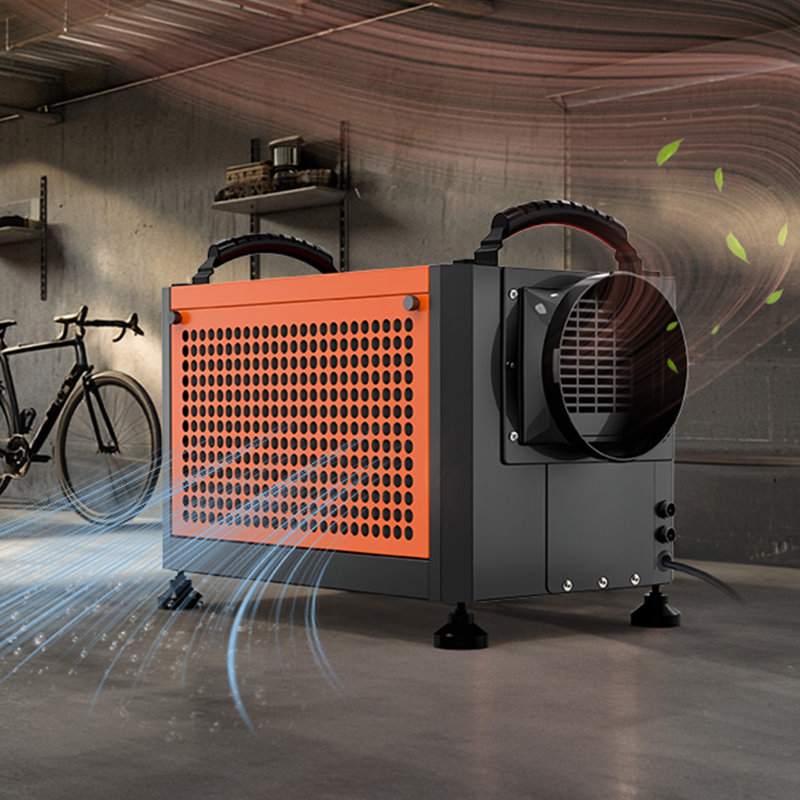 Déshumidificateur commercial de 125 pintes avec boyau de drainage, déshumidificateurs portatifs pour vide-poches pour salle de rangement de sous-sol de qualité industrielle, dégivrage / drainage automatique, acier galvanisé robuste, DEL
