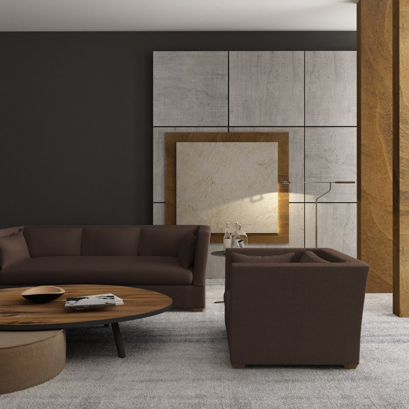 Canapé Rivington, H 31 po x l 96 po x P 37 po, Cuir vieilli chocolat, Patiné