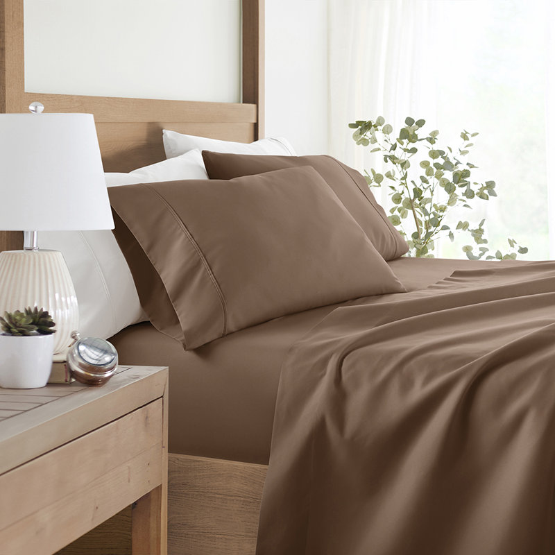 Sheet Set Solid Microfiber Ultra Soft Bedding, Twin Sheet Set with 1 Pillowcase, Taupe