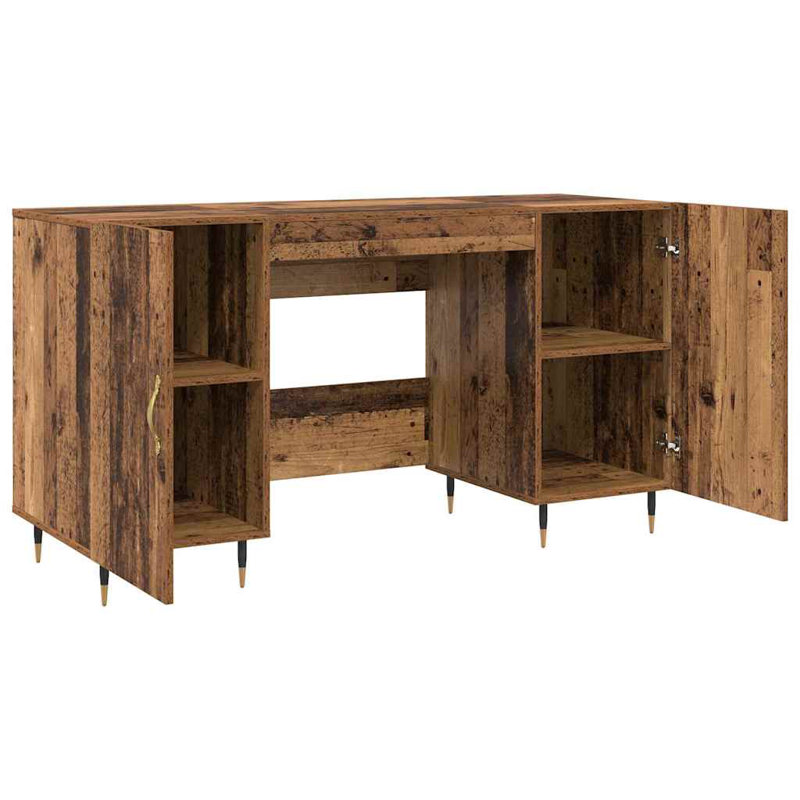 Desk With Shelf 140 X 50 X 75 Cm Engineered Wood, Old Wood
