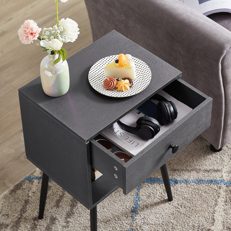Ensemble de chambre avec lit plateforme 3 pièces Keyona, Gris / Crème, Complète