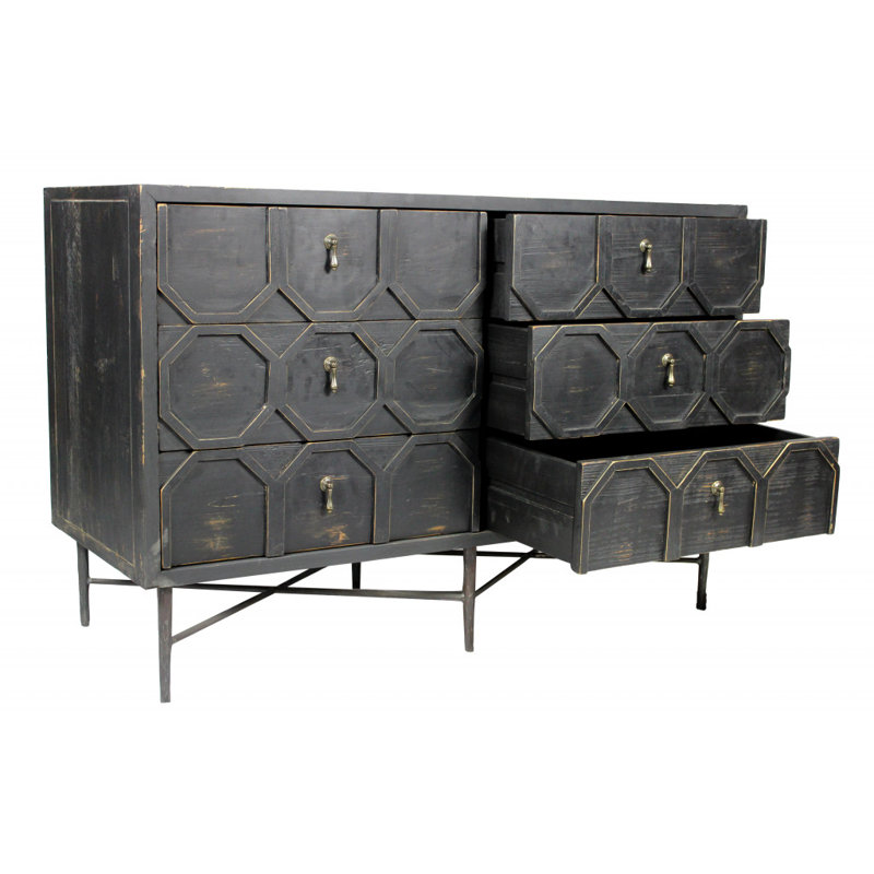 Commode double en bois massif à 6 tiroirs Hamidiye