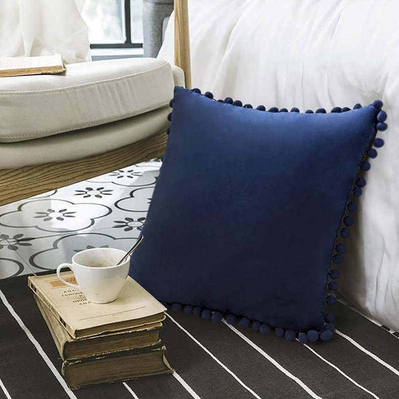 Housse de coussin carrée, Bleu foncé
