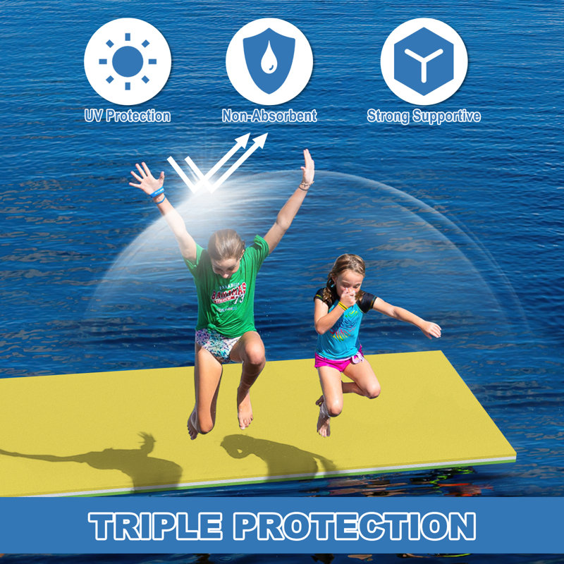 7ft. Floating Water Mat, Yellow/Green