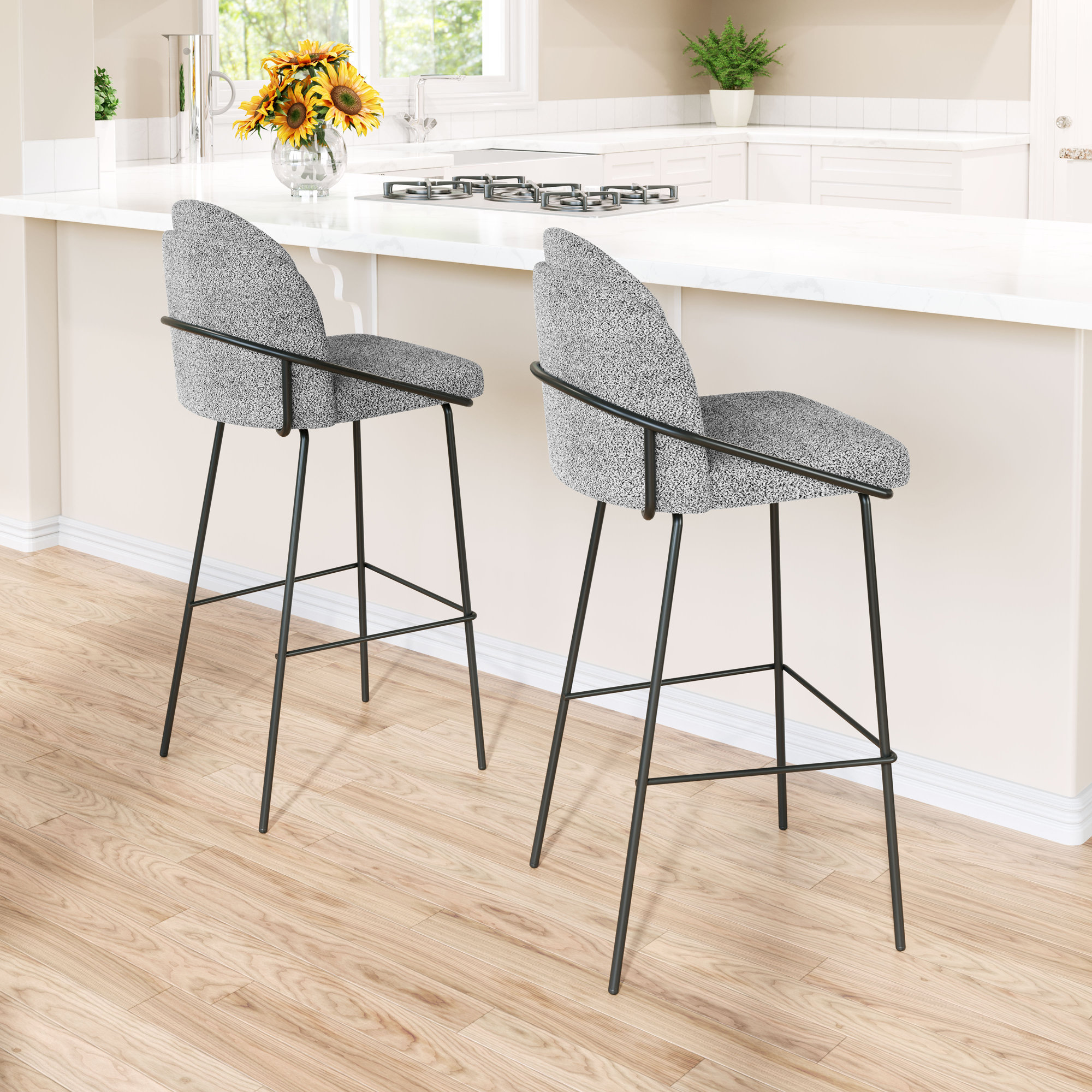 Aleashia Bar & Counter Stool, Gray, Bar Stool (30.3" Seat Height)